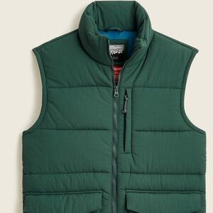 J. Crew forest green Nordic puffer full zip vest